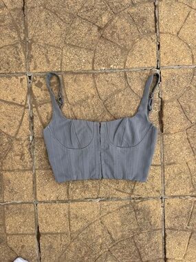 Princess Polly Gray Pinstripe Bustier Crop Top